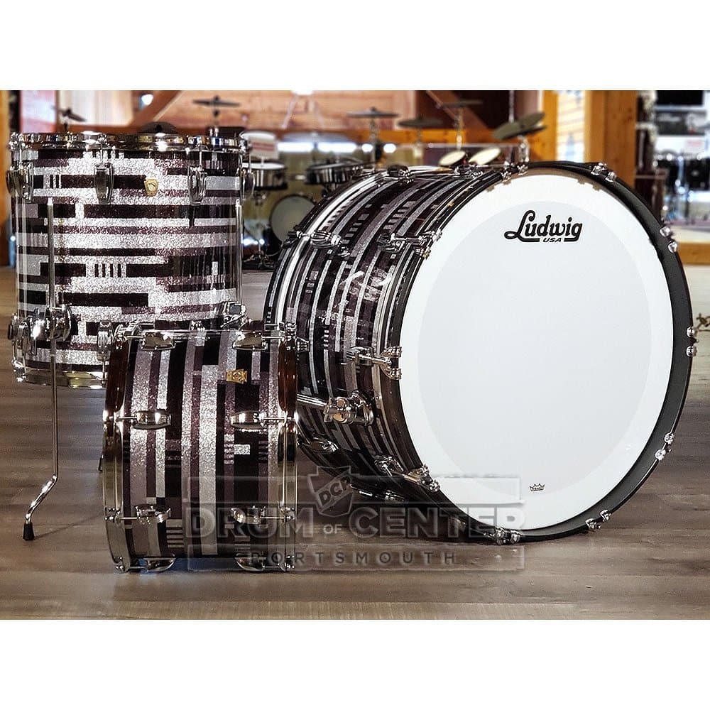 Ludwig Classic Maple 3pc 24/14/16 Drum Set Digital Black Sparkle