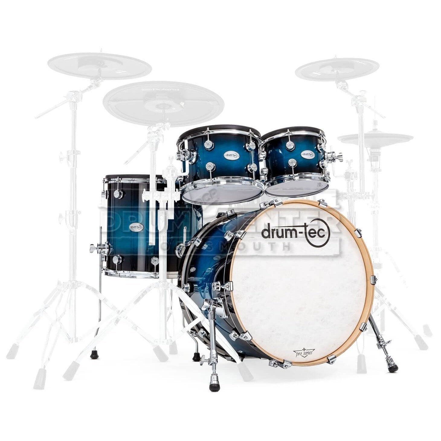 Drum-Tec Pro 3 Series 4pc E-Drum Set w/20" BD Blue Burst