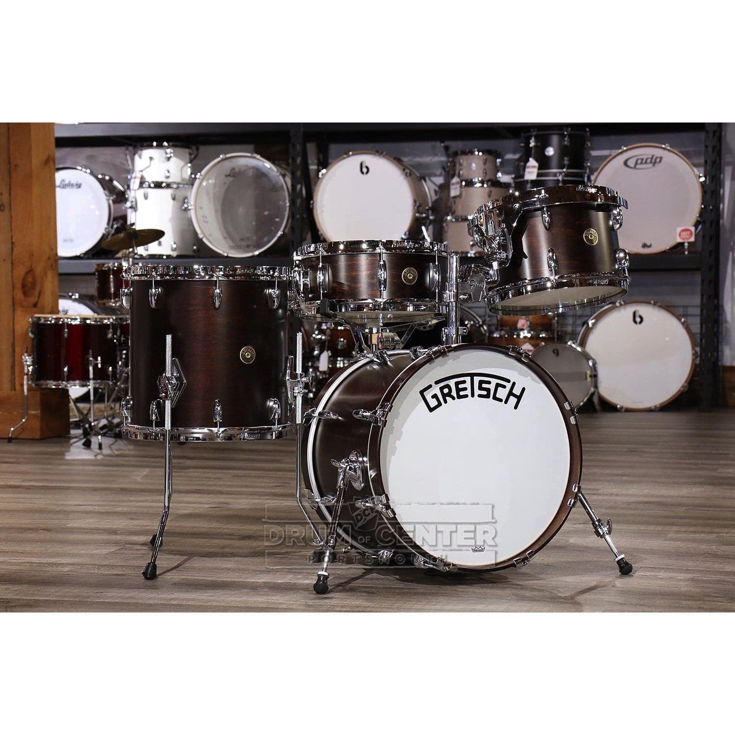 Gretsch Broadkaster 4pc Drum Set 18/12/14/14 Satin Antique Maple w/Mount