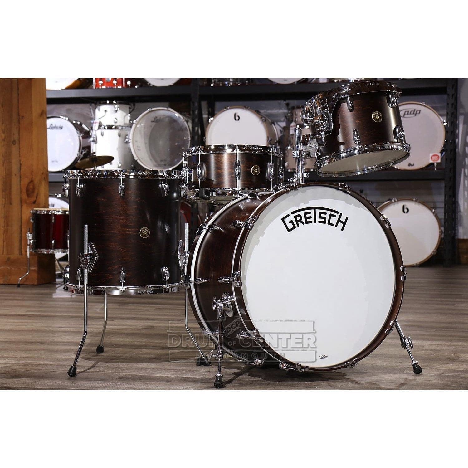 Gretsch Broadkaster 4pc Drum Set 24/13/16/14 Satin Antique Maple w/Mount